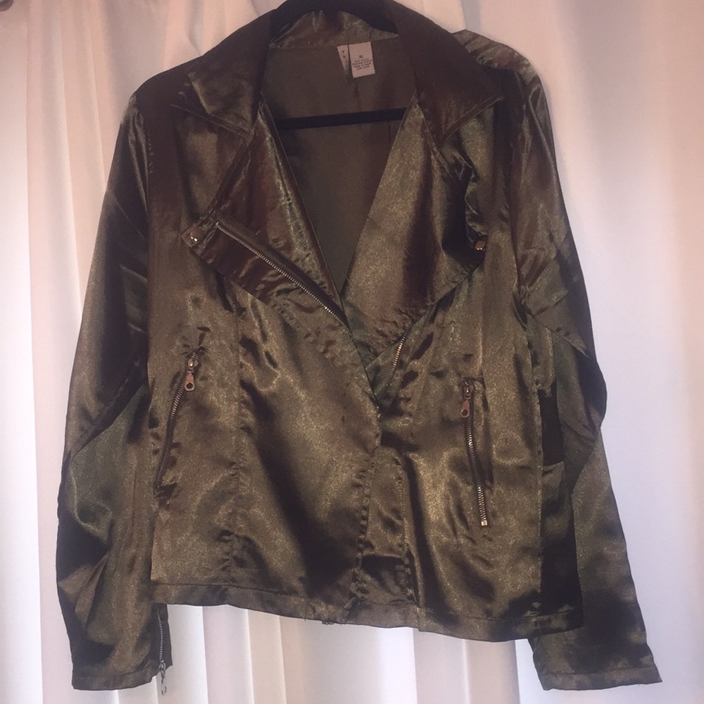 Green motorcycle style jacket